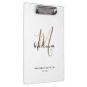Elegant Black Gold Monogram Girly Script Name Klembord (Rechts)