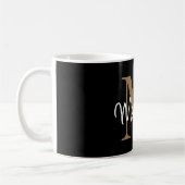 Elegant Black Gold Monogram Girly Script Stylish Koffiemok (Links)