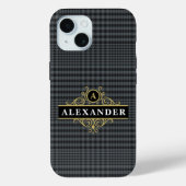 Elegant Black Gold Monogram Glen Pset Case-Mate iPhone Case (Achterkant)