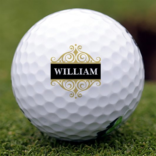 Elegant Black Gold Monogram Golfballen