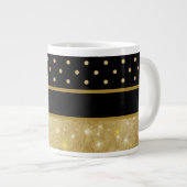 Elegant Black & Gold Monogram Grote Koffiekop (Voorkant rechts)