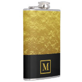 Elegant Black & Gold Monogram Heupfles (Rechts)