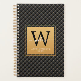 Elegant Black Gold Monogram Initiaal 2023 Planner