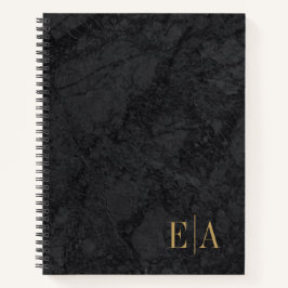 Elegant Black Gold Monogram Initiaal Notitieboek
