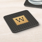 Elegant Black Gold Monogram Initiaal Script Modern Bier Onderzetter (Linkerzijde)