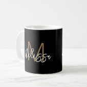 Elegant Black Gold Monogram Initiaal Script Name Koffiemok (Voorkant links)