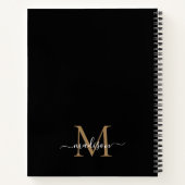 Elegant Black Gold Monogram Initiaal Script Name Notitieboek (Achterkant)