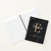 Elegant Black Gold Monogram Initiaal Script Notitieboek (Binnen)