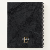Elegant Black Gold Monogram Initiaal Script Notitieboek (Achterkant)