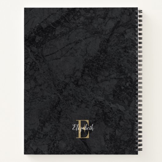 Elegant Black Gold Monogram Initiaal Script Notitieboek (Achterkant)