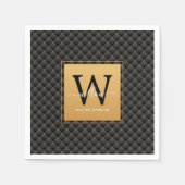Elegant Black Gold Monogram Initiaal Script Stijlv Servet (Voorkant)