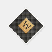 Elegant Black Gold Monogram Initiaal Script Stijlv Servet (Hoek)
