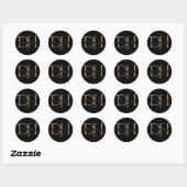 Elegant Black Gold Monogram Initialen Moderne Aang Ronde Sticker (Vel)