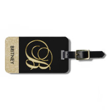 Elegant Black Gold Monogram Letter B met naam