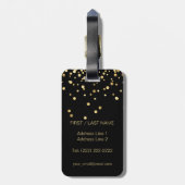 Elegant Black Gold Monogram Letter 'H' met naam Bagagelabel (Achterkant verticaal)