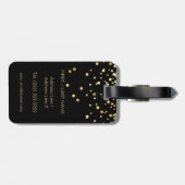 Elegant Black Gold Monogram Letter 'H' met naam Bagagelabel (Achterkant horizontaal)