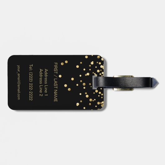 Elegant Black Gold Monogram Letter 'H' met naam Bagagelabel (Achterkant horizontaal)