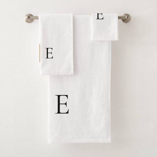 Elegant Black Gold Monogram Minimalist Bad Handdoek (Insitu)