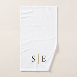 Elegant Black Gold Monogram Minimalist Bad Handdoek