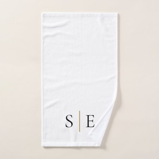 Elegant Black Gold Monogram Minimalist Bad Handdoek (Handdoek)