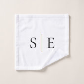 Elegant Black Gold Monogram Minimalist Bad Handdoek (Wasdoekje)