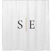 Elegant Black Gold Monogram Minimalist Douchegordijn (Voorkant)