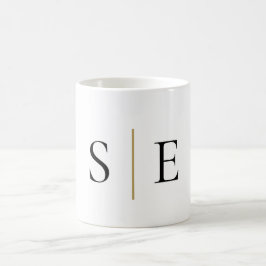 Elegant Black Gold Monogram Minimalist Koffiemok