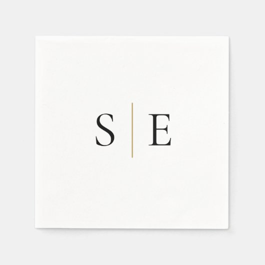 Elegant Black Gold Monogram Minimalist Servet (Voorkant)