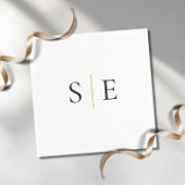 Elegant Black Gold Monogram Minimalist Servet
