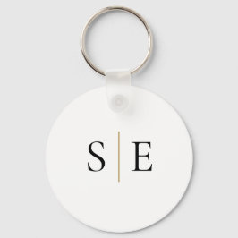 Elegant Black Gold Monogram Minimalist Sleutelhanger