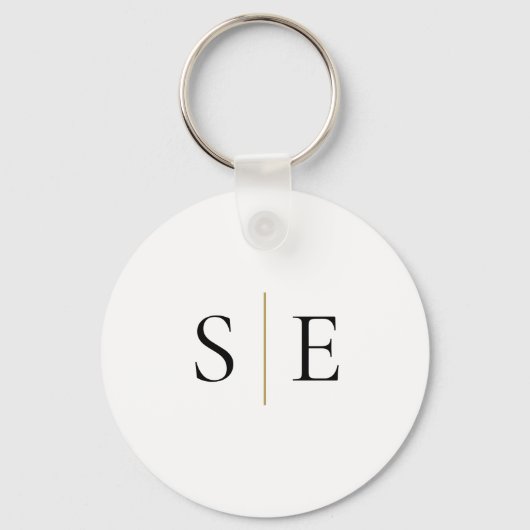 Elegant Black Gold Monogram Minimalist Sleutelhanger (Voorkant)