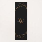 Elegant Black Gold Monogram Modern Name Script Yogamat (Voorkant)