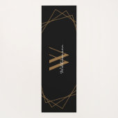 Elegant Black Gold Monogram Modern Name Script Yogamat (Achterkant)