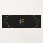 Elegant Black Gold Monogram Modern Name Script Yogamat (Voorkant (horizontaal))