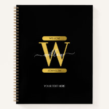 Elegant Black & Gold Monogram Modern