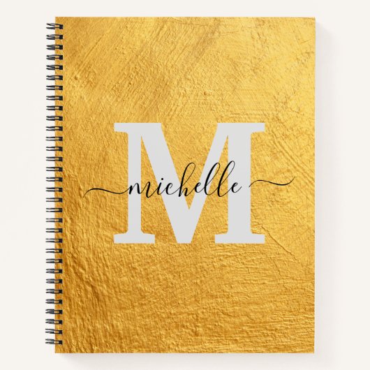 Elegant Black Gold Monogram Naam Notitieboek (Voorkant)