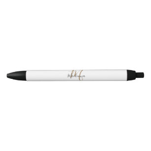 Elegant Black Gold Monogram, naam stijlvol script Zwarte Inkt Pen