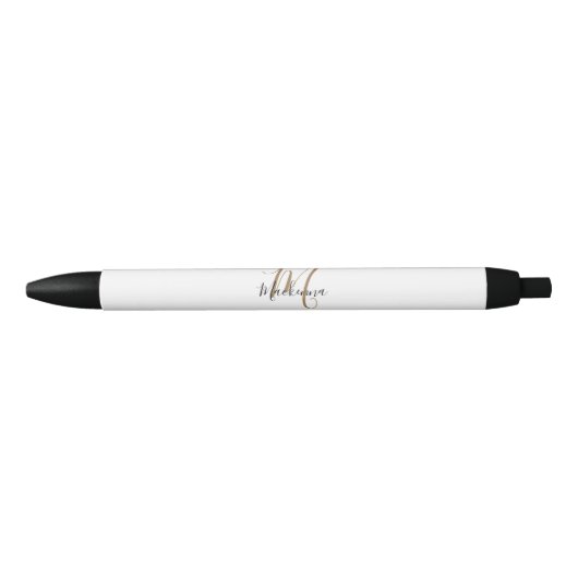 Elegant Black Gold Monogram, naam stijlvol script Zwarte Inkt Pen (Voorkant)