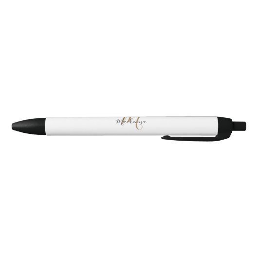 Elegant Black Gold Monogram, naam stijlvol script Zwarte Inkt Pen (Bodem)