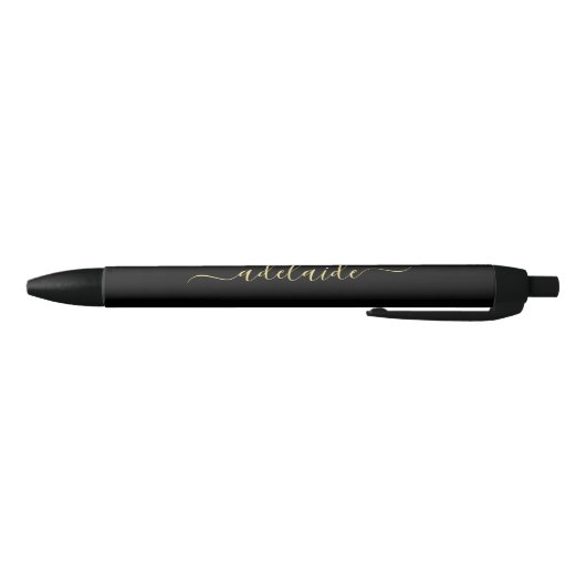 Elegant Black Gold Monogram, naam stijlvol script Zwarte Inkt Pen (Bodem)