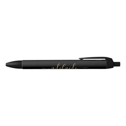 Elegant Black Gold Monogram, naam stijlvol script Zwarte Inkt Pen (Bovenkant)