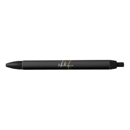 Elegant Black Gold Monogram, naam stijlvol script Zwarte Inkt Pen