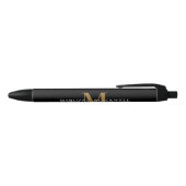 Elegant Black Gold Monogram Naam zwart Zwarte Inkt Pen (Bovenkant)