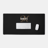 Elegant black gold monogram name bureaumat (Keyboard & Muis)