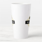 Elegant Black Gold Monogram Name Initiaal Latte Mok (Voorkant)