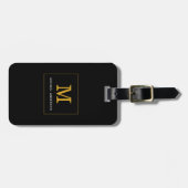 Elegant Black Gold Monogram op maat Bagagelabel (Voorkant horizontaal)