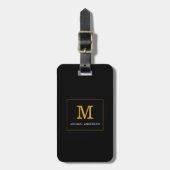 Elegant Black Gold Monogram op maat Bagagelabel (Voorkant verticaal)
