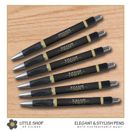 Elegant Black Gold Monogram Pen