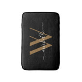 Elegant Black Gold Monogram Script Name Initiaal Badmat (Voorkant Verticaal)