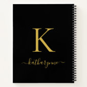 Elegant Black Gold Monogram Script Name Notitieboek (Achterkant)